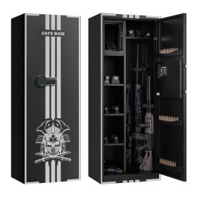4 Gun Safe, Long Gun Cabinet for Rifles and Pistols, Quick Access Rifle Safe with 3 Ammo Slots and 2 Adjustable Racks