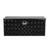 Heavy Duty Aluminum Truck Bed Tool Box, Stripes Plated Tool Box with Sliding Shelf, Side Handle, Lock & Keys, Storage Toolbox Chest for Trailer