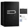 Single Door 3.5 cu.ft Safe Box with Key Lock & Password, Safe Lock Box with Fireproof Bag, Key Rack, LED Light, and 2 Shelves for Money, Documents