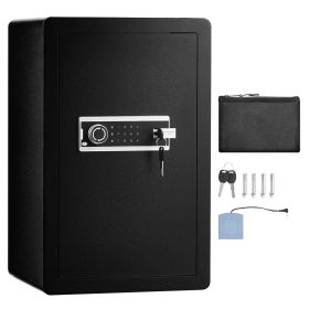 Single Door 3.5 cu.ft Safe Box with Key Lock & Password, Safe Lock Box with Fireproof Bag, Key Rack, LED Light, and 2 Shelves for Money, Documents