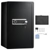 Single Door 4.0 cu.ft Safe Box with Key Lock, Password & Fingerprint, Safe Lock Box with Fireproof Bag, Key Rack, LED Light, and 2 Shelves for Money