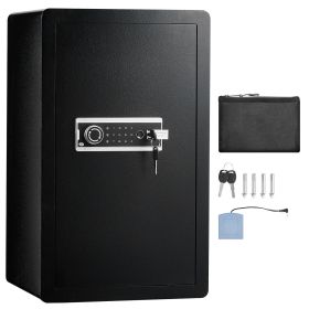 Single Door 4.0 cu.ft Safe Box with Key Lock, Password & Fingerprint, Safe Lock Box with Fireproof Bag, Key Rack, LED Light, and 2 Shelves for Money