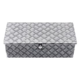 Heavy Duty Aluminum Truck Bed Tool Box, Stripes Plated Tool Box with Side Handle and Lock Keys, Storage Toolbox Chest Organizer for Trailer, Pickup