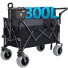 Multi-Functional Push-Pull Folding Wagon Cart with Rotating Handle & 9"x4" Beach Tires for Camping & Beach –300L XL Heavy-Duty